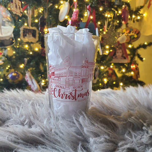 Small Town Christmas Glass Cup
