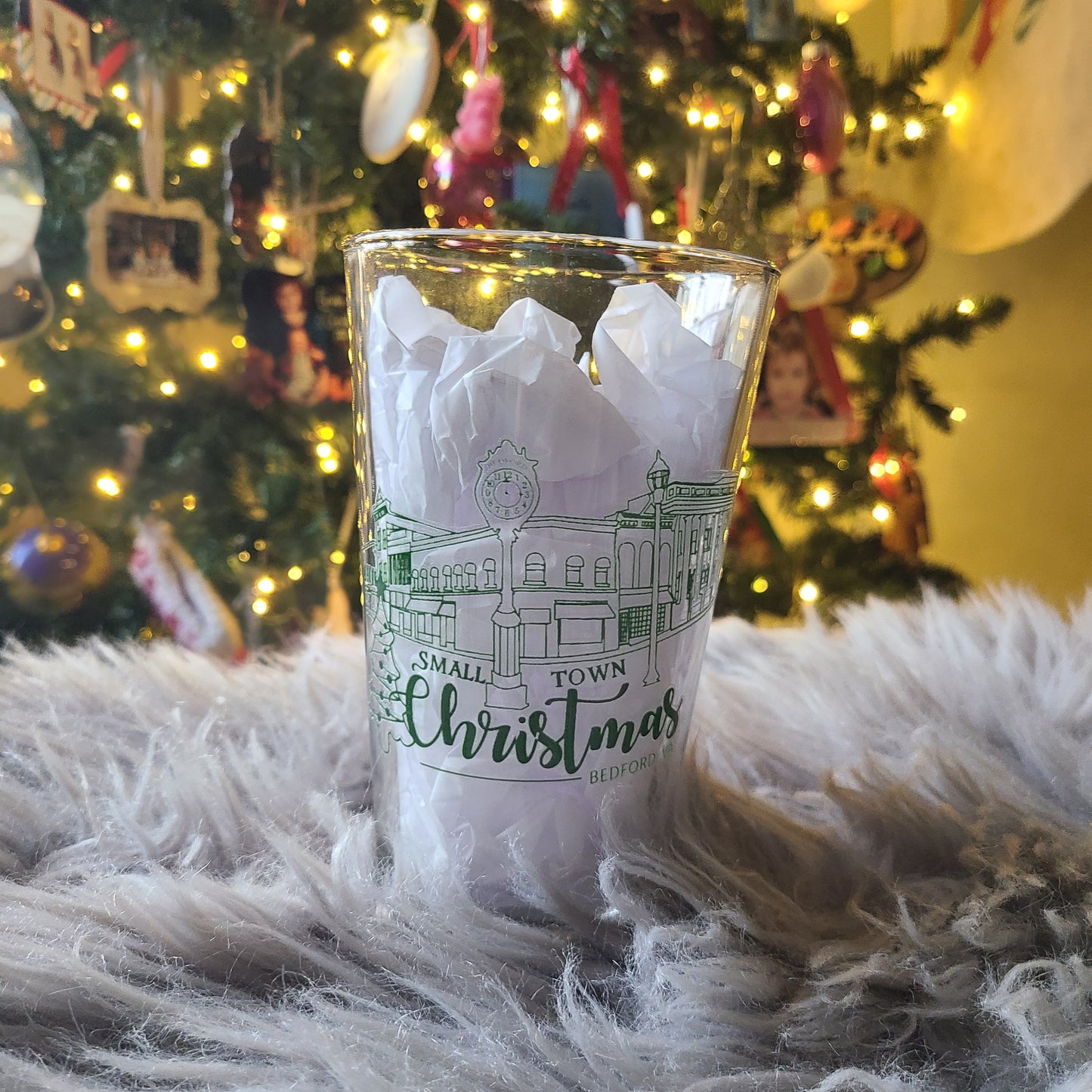 Small Town Christmas Glass Cup