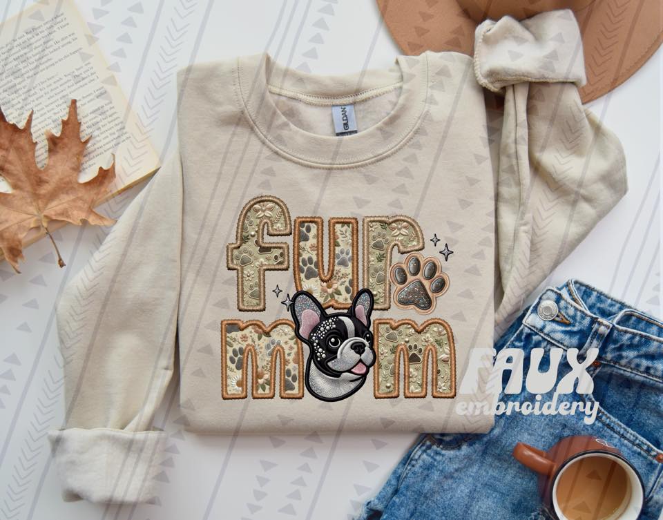 Black/White Frenchie Fur Mom