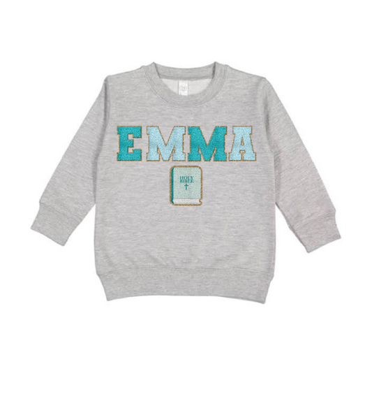 Kids Aqua&Teal Name W/Bible