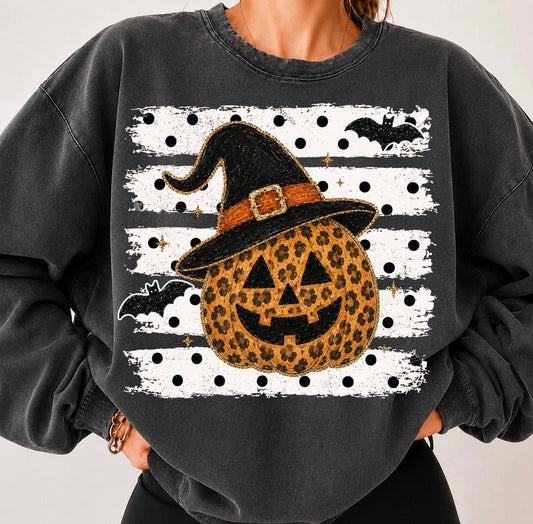 Leopard Halloween Pumpkin White Polka Dot Stripes