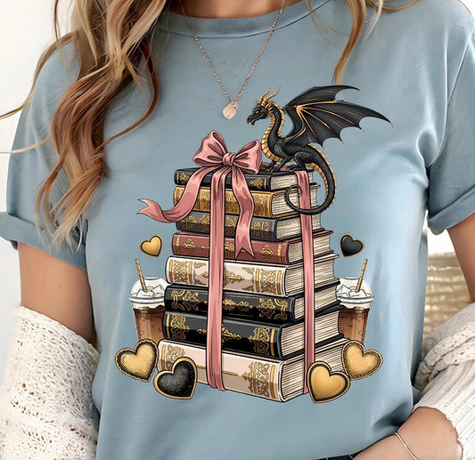 Vintage Stack of Books Dragon