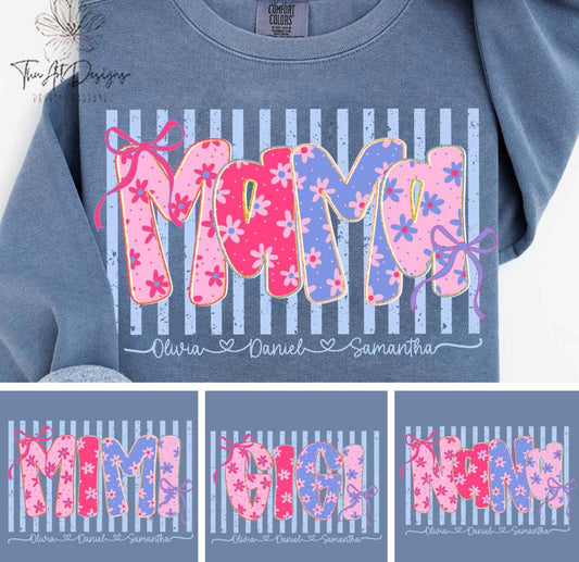 Preppy Mama Daisy Floral Stripes