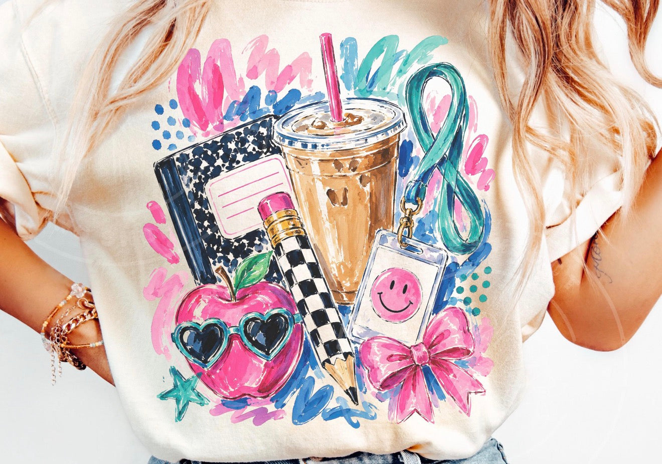 Preppy Teacher Watercolor Iced Coffee