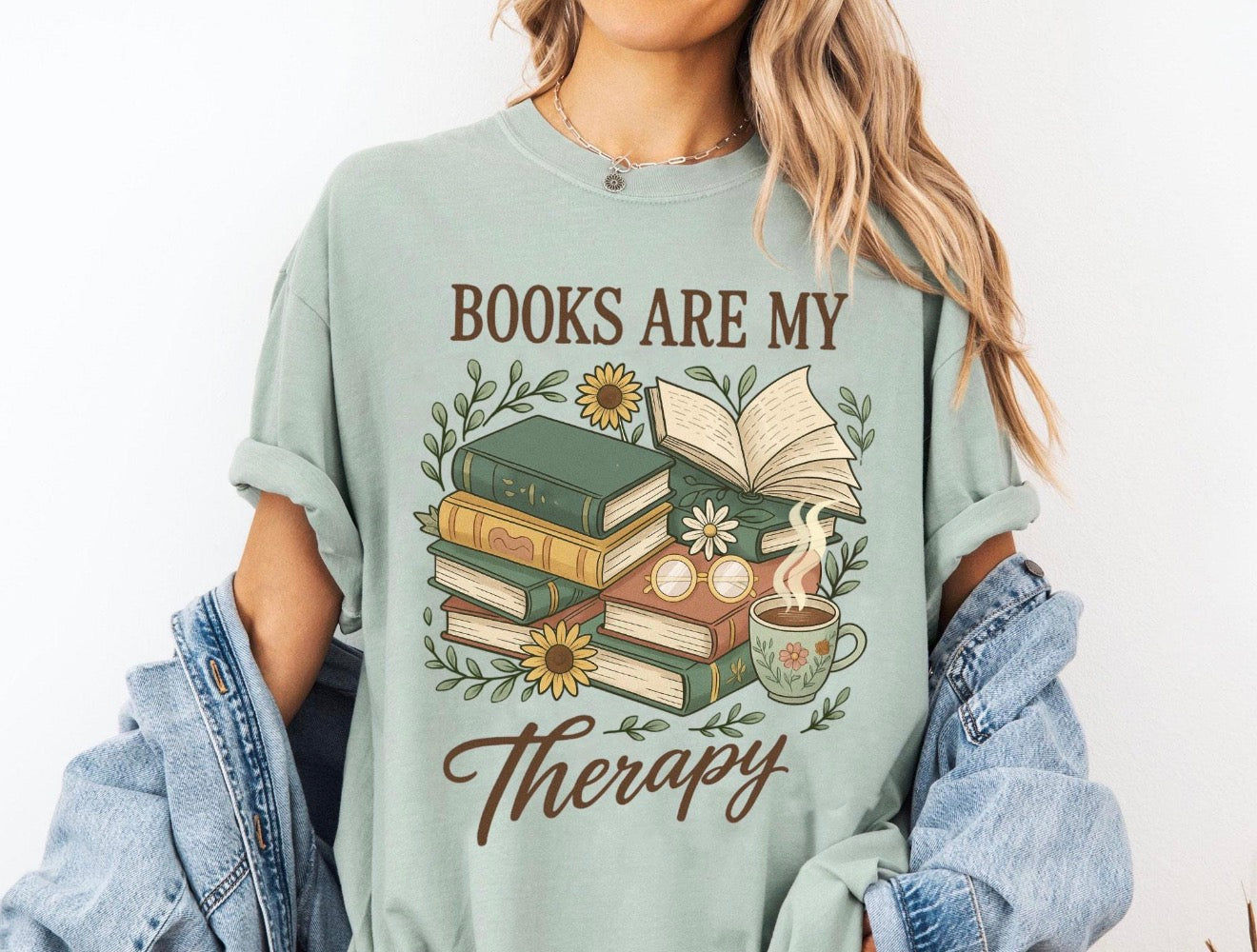 Retro Floral Books are my Therapy
