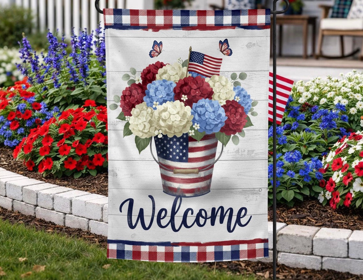 Patriotic Floral Flag