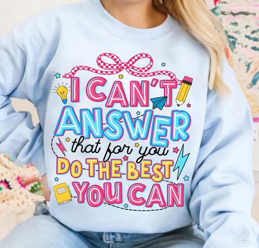 Test Day I can’t answer that for you do the best you can