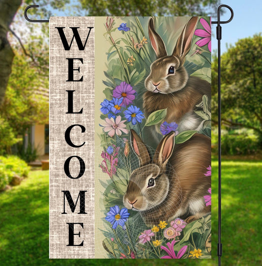 Welcome Bunnies Flag