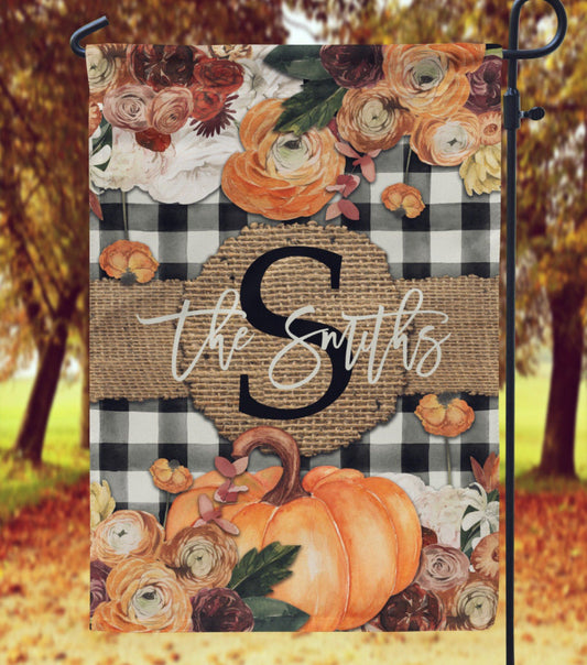 Fall Buffalo Burlap Flag