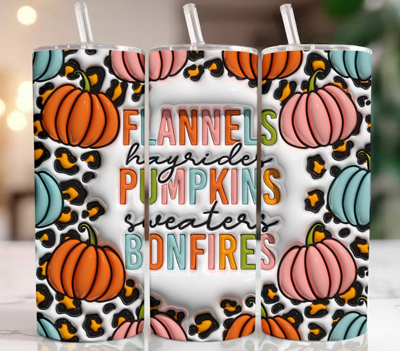 3D Flannels Bonfire Pink/Aqua Tumbler