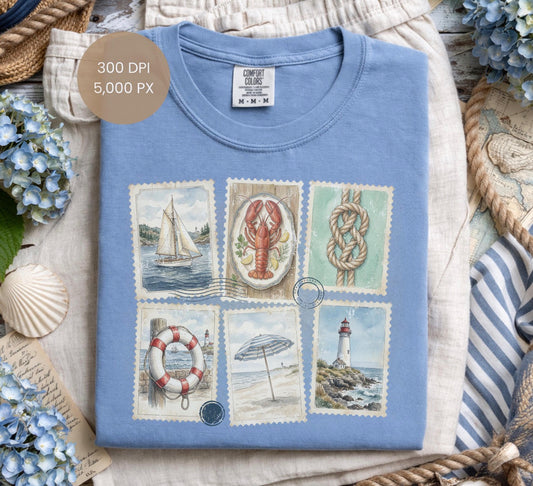 Vintage Summer Stamps Costal Postage