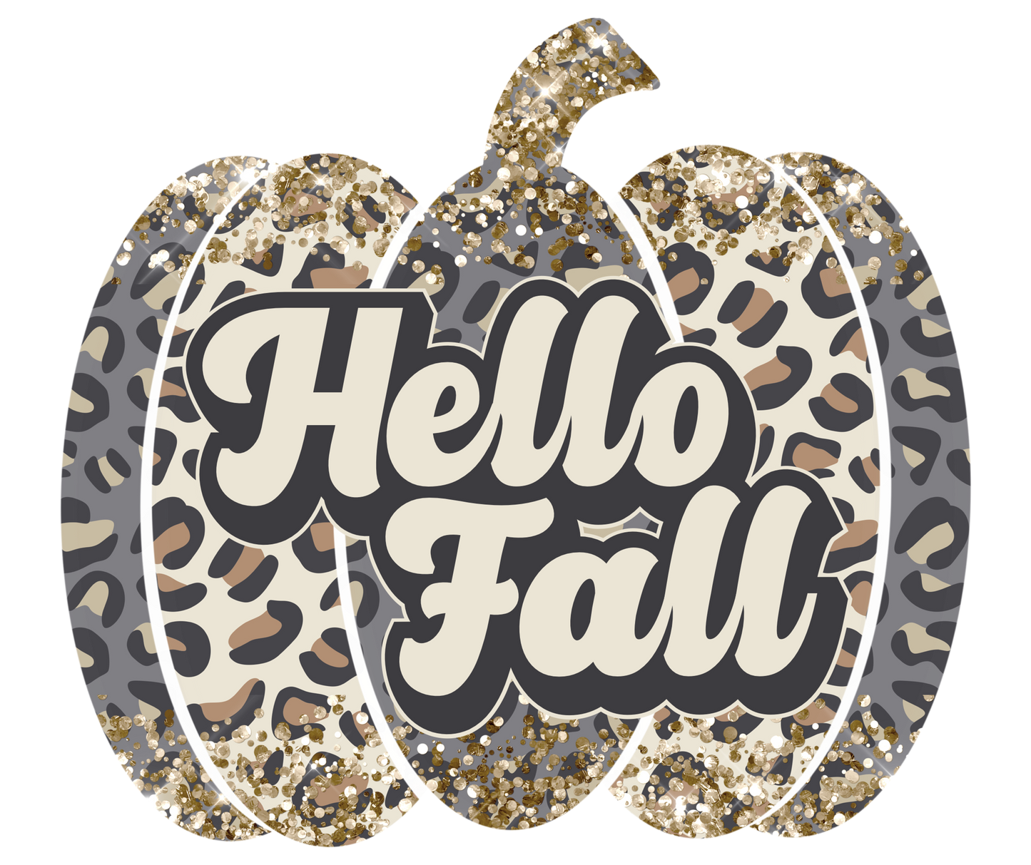 Hello Fall Leopard Pumpkin