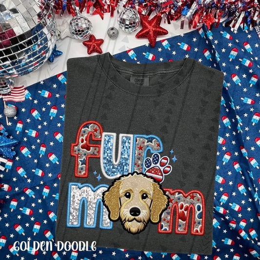 Golden Doodle Fur Mom Red White Blue