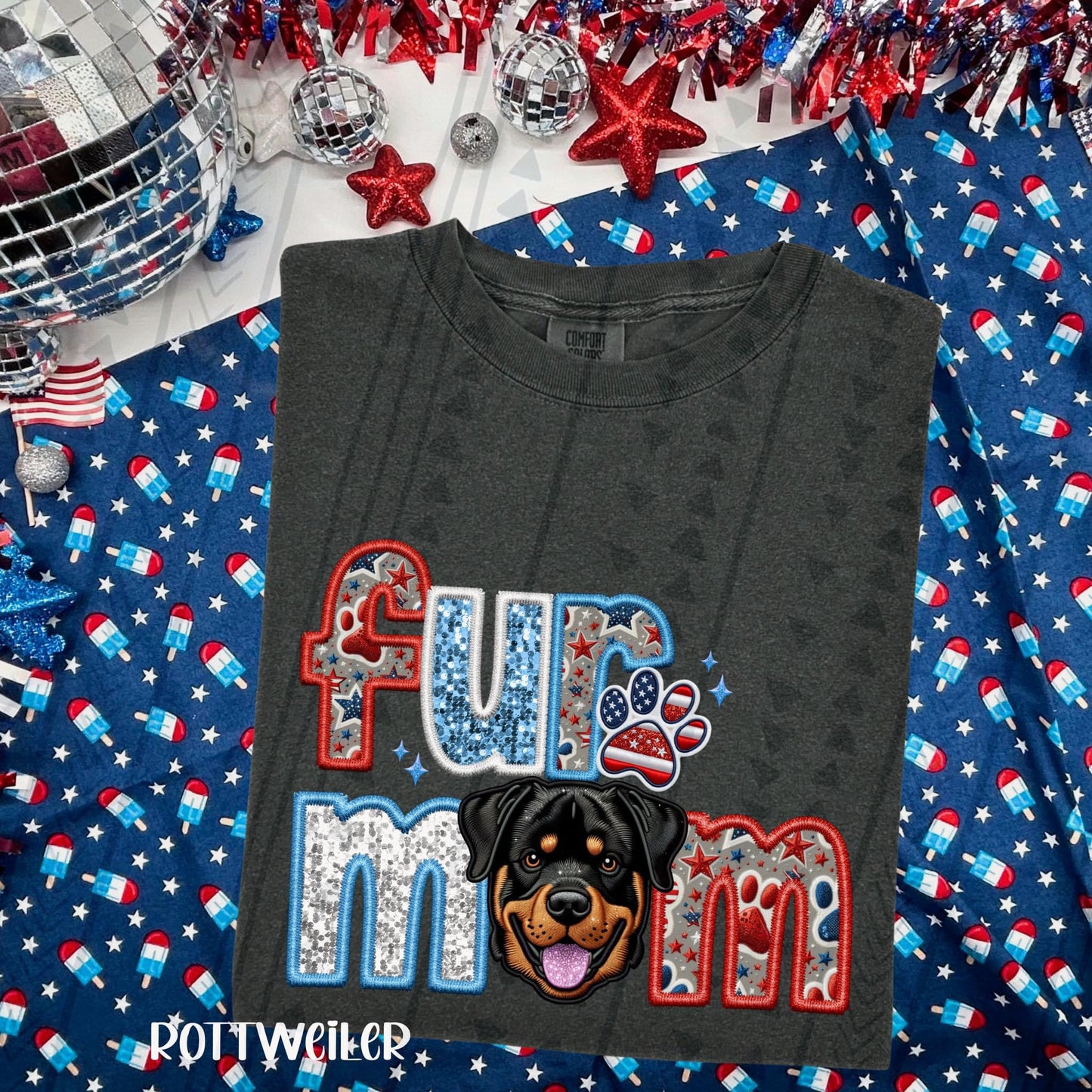 Rotweiler Fur Mom Red White Blue