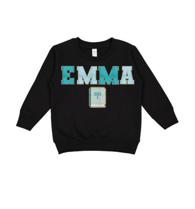 Kids Aqua&Teal Name W/Bible