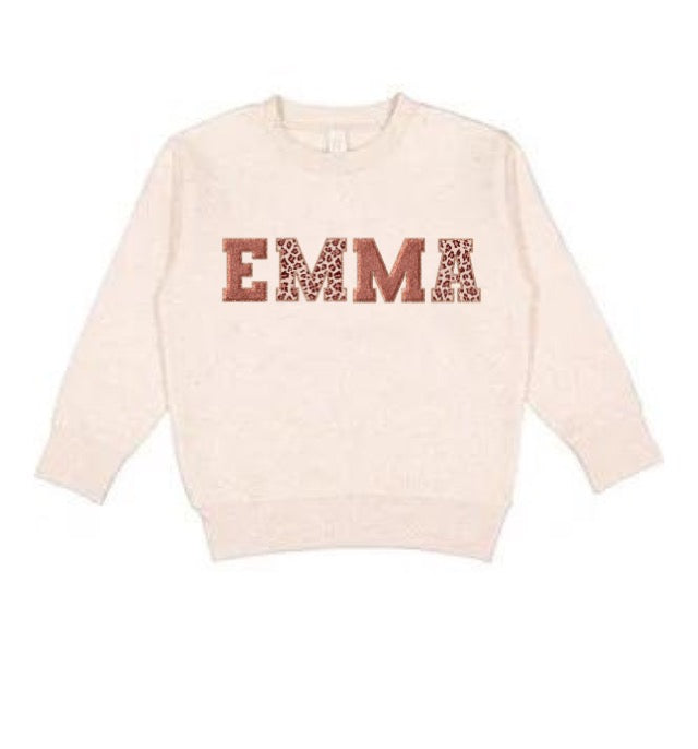 Kids Rose Gold Leopard Name