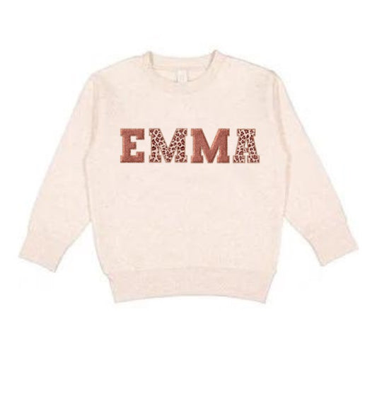Kids Rose Gold Leopard Name