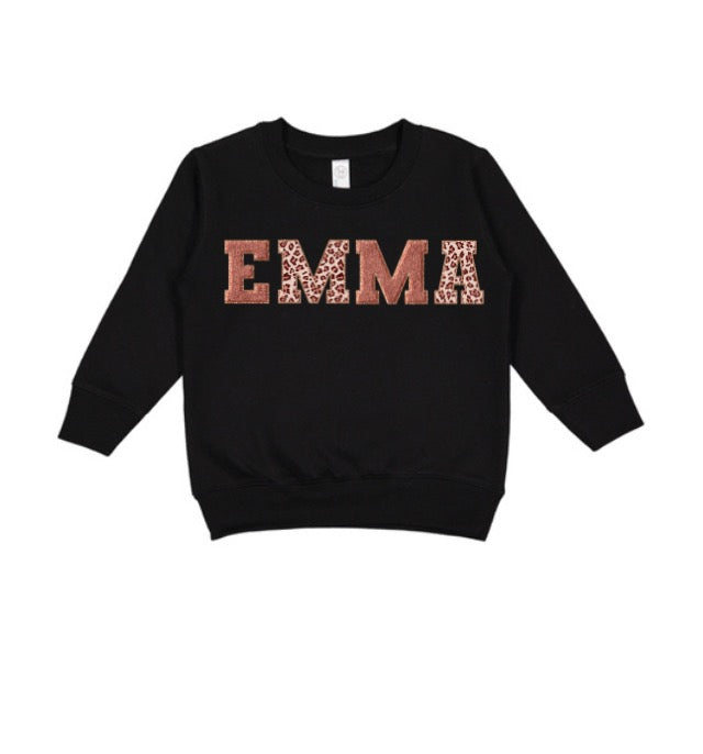 Kids Rose Gold Leopard Name