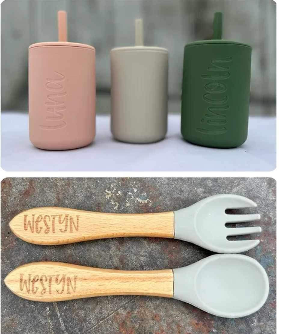 Engraved fork and spoon