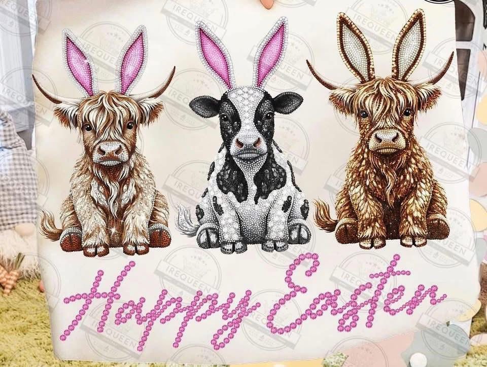Happy Easter Cow Trio