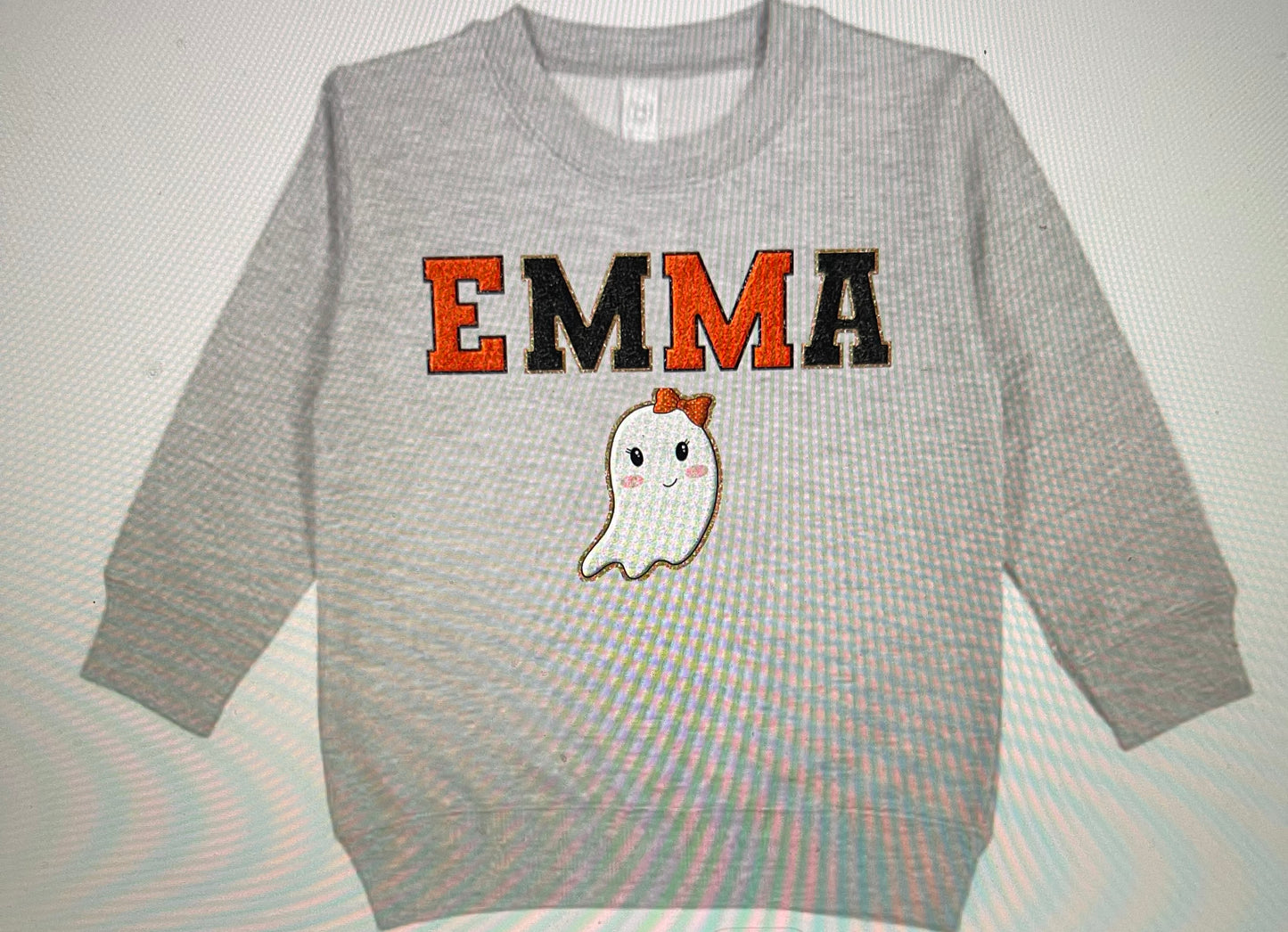Kids Orange & Black Name W/Girl or Boy Ghost