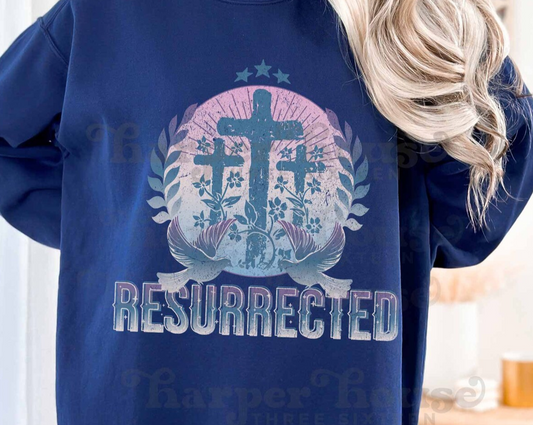 Resurrected- 3 crosses blue