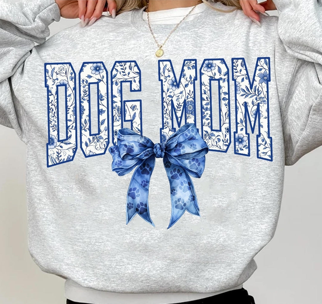 Dog Mom blue bow
