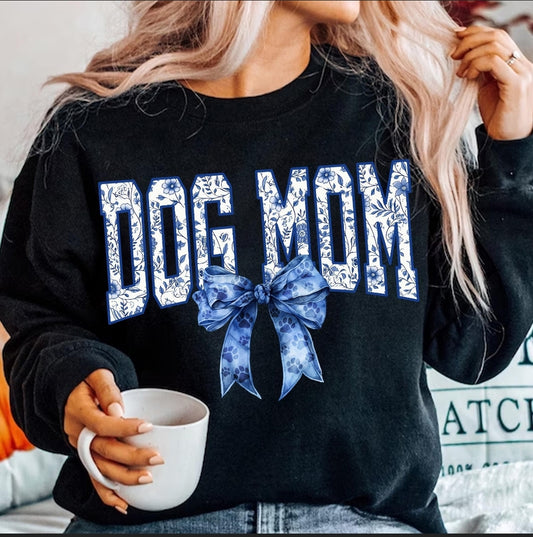 Dog Mom blue bow