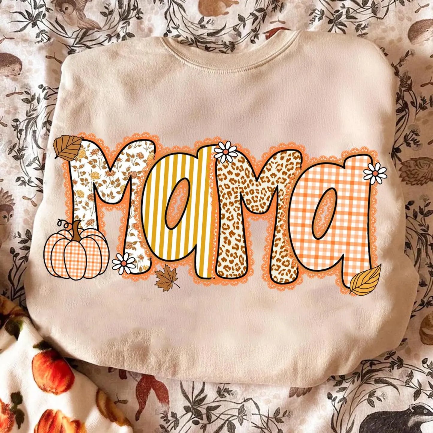 Preppy Floral Fall Mama Pumpkin Lace