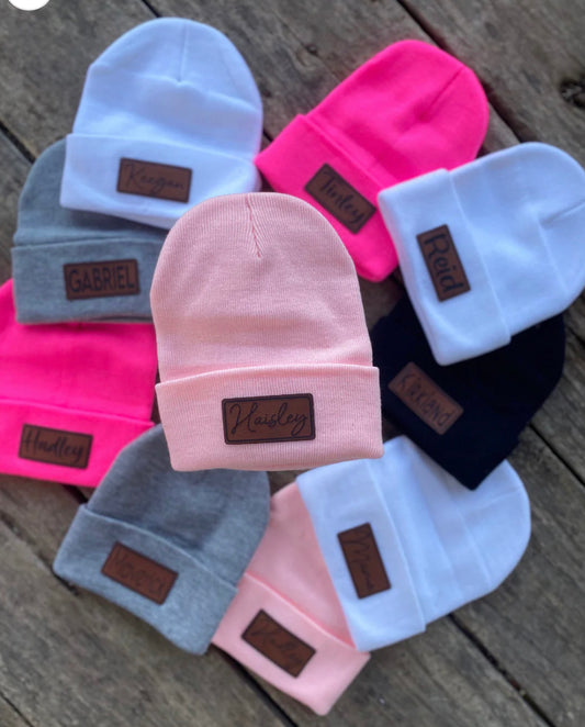 Leather Patch Beanie-CLOSING JULY 31ST