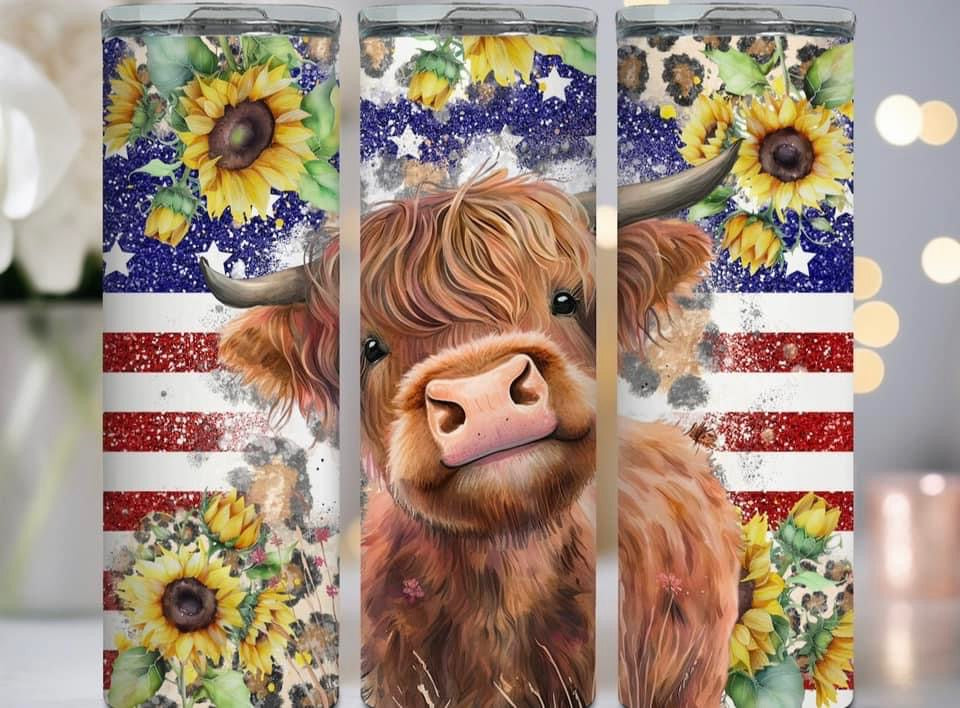 Highland Cow Flag Tumbler