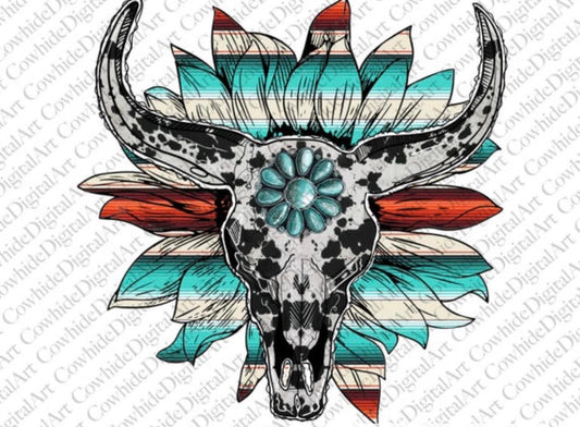 Cow print skull on flower