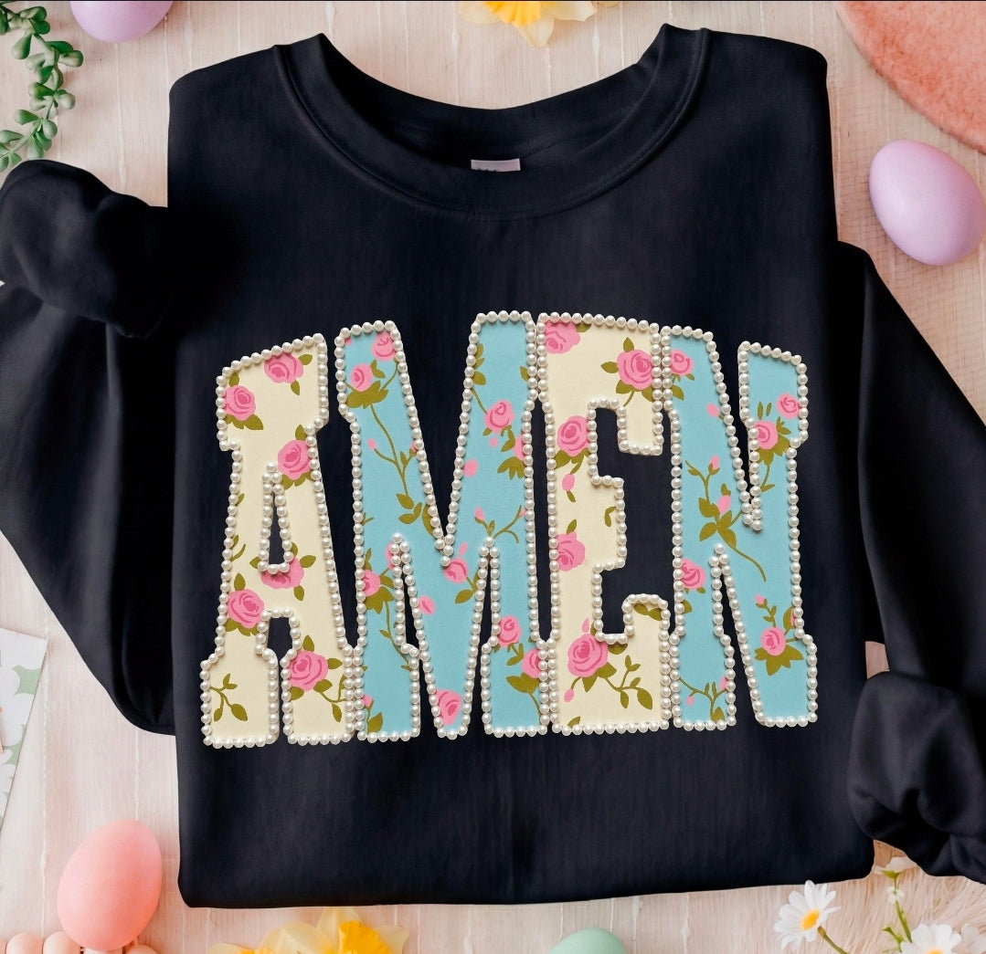 Amen (faux pearls) this is screen printed