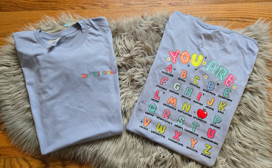 Personalized teacher front and back you are