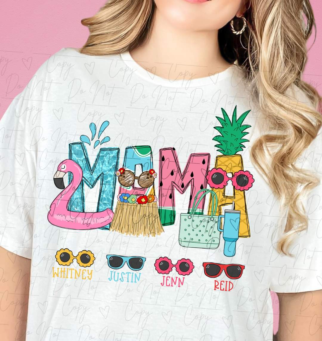 Personalized summer Mama/Grandma/mimi Any name with or without kids names under