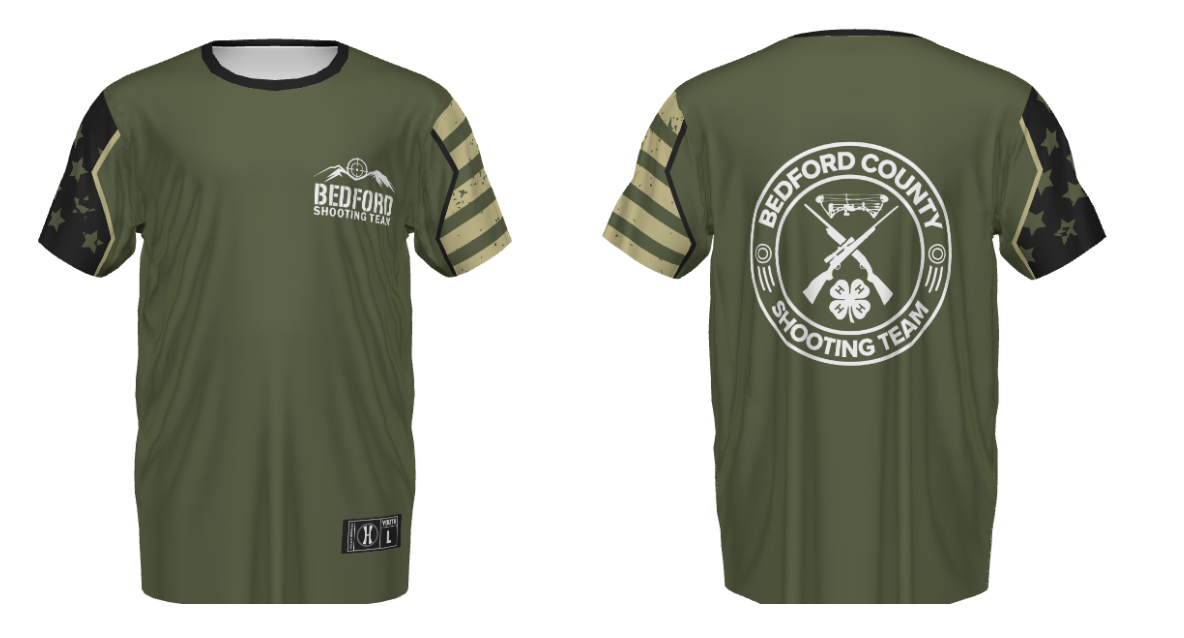 Bedford County Shooting Team front and Back (Army Green, Vegas, and Black)