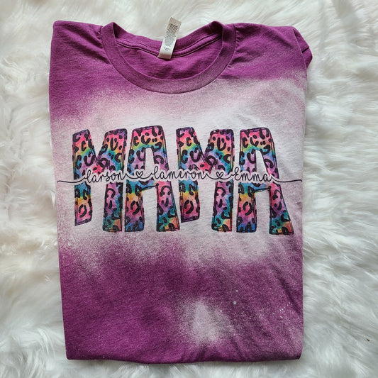 Bleached Rainbow Leopard Customizable Any Mama/Grandma Name