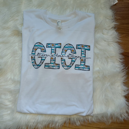 Adult Daisy Alpha Letter Sublimation Customizable