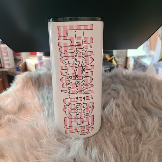 Mama/Grandma/Name Light Pink Stripe Tumbler