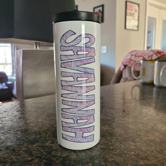 Mama/Grandma (any name) purple splatter Tumbler