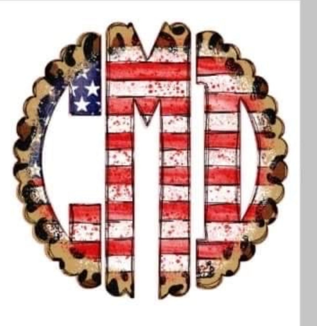 Leopard American flag Monogram Joggers