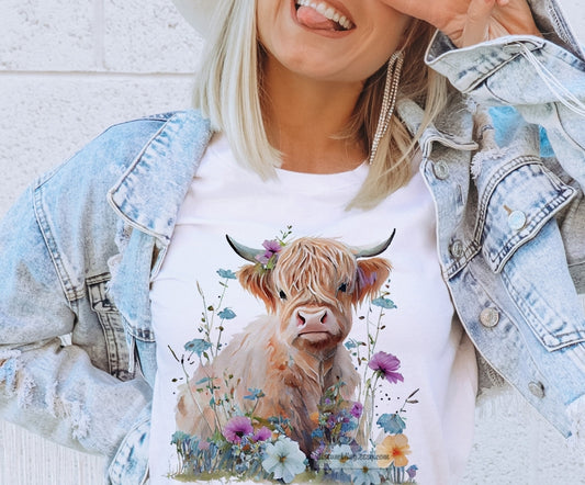 Floral Highland Cow