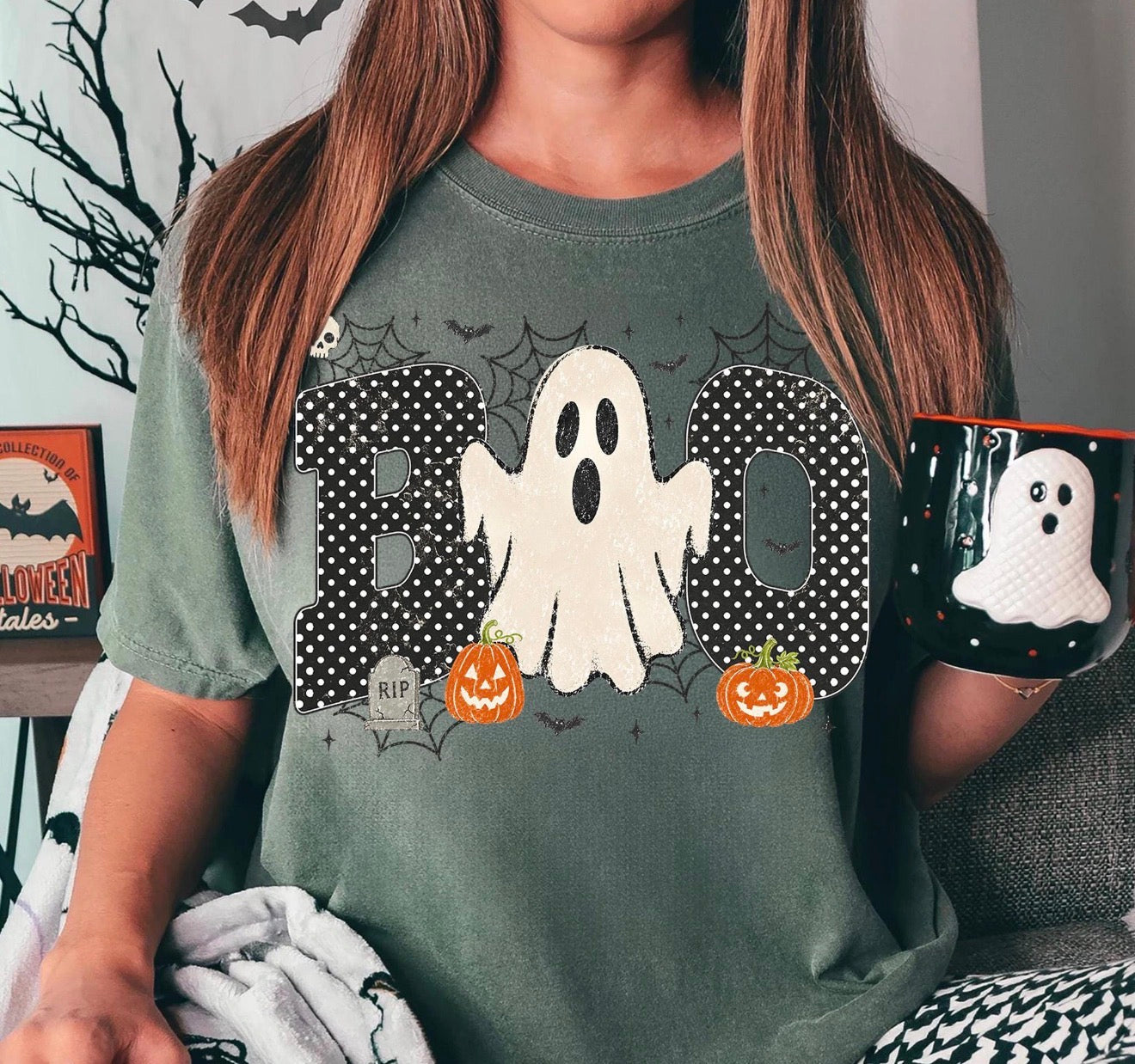 Retro Polka Dots Halloween Ghost Boo