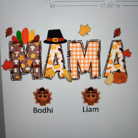 Personalized Mama/Mimi/grandma/granny with turkeys