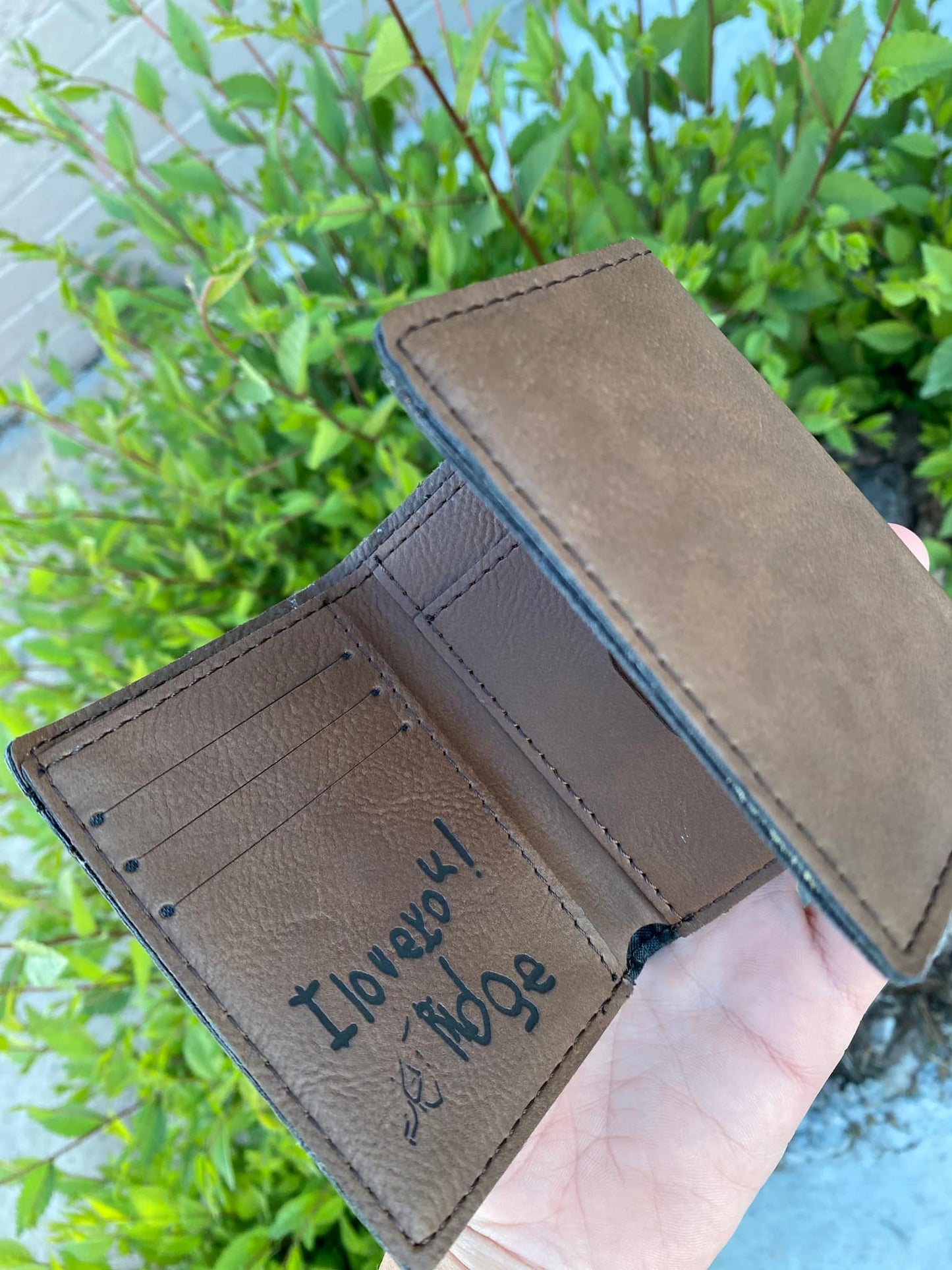 Engraved Leather Wallet