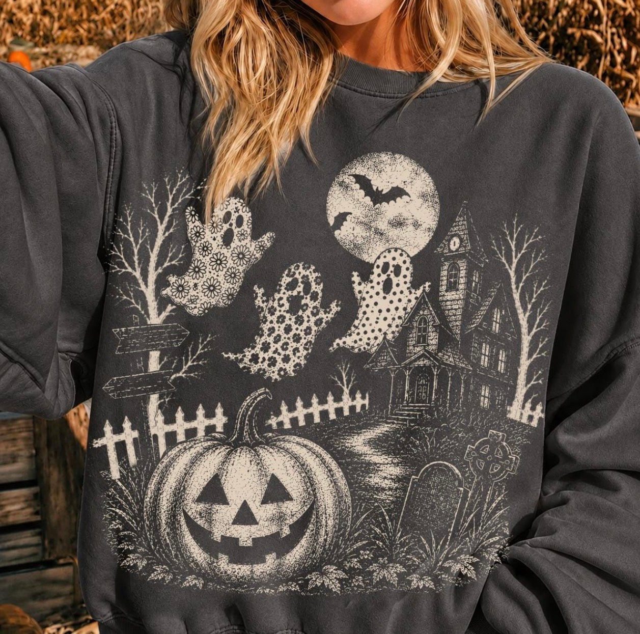 Retro Vintage Halloween Scene