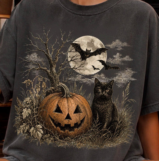 Fall Pumpkin Patch Black Cat