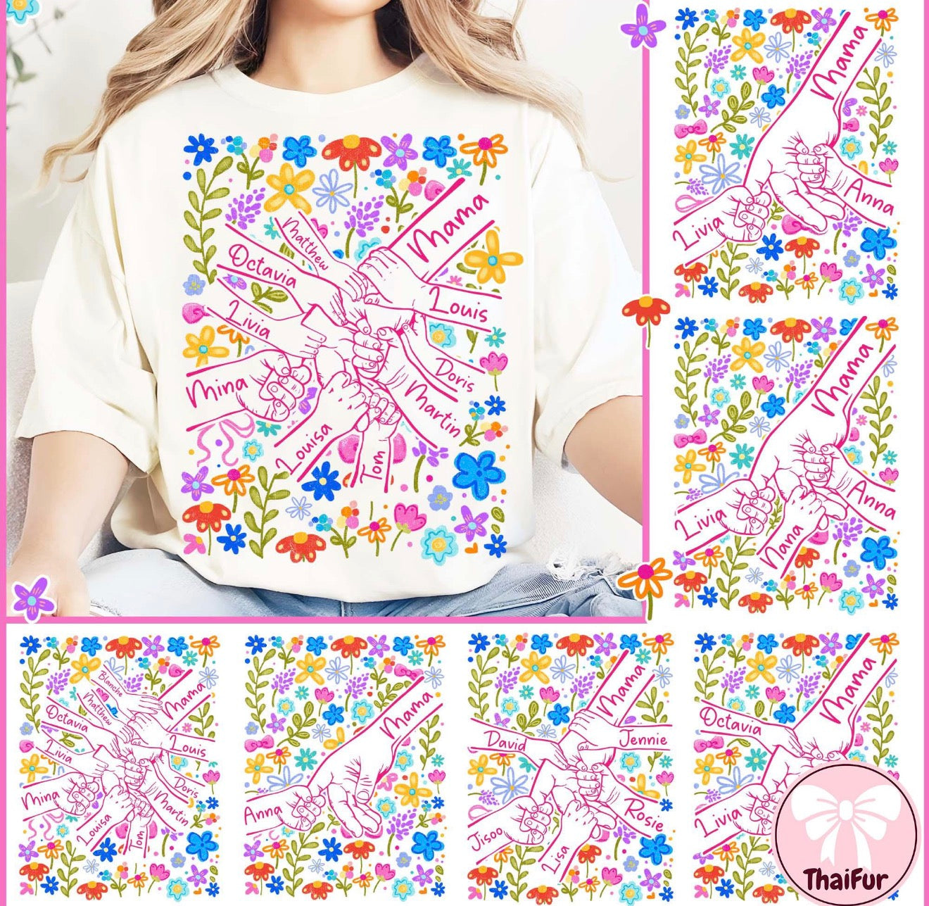 Custom Hands Boho Floral Mama