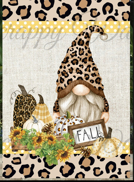 Fall Leopard Gnome Flag