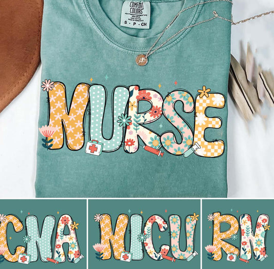 Preppy Boho Floral Nurse
